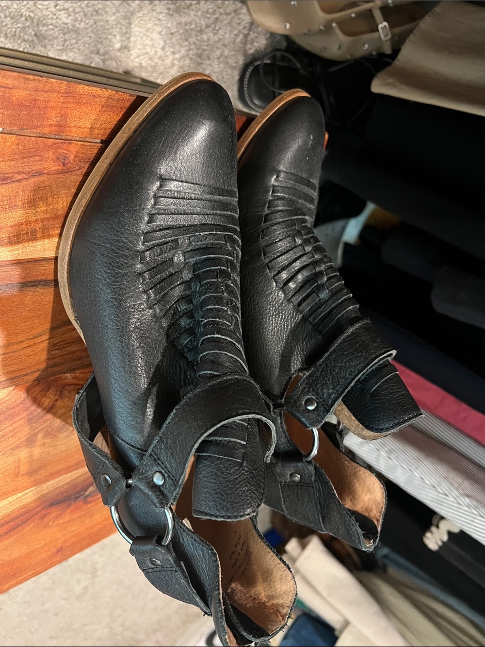 Seychelles Black Leather Ring-Accent Cutout Ankle Boots